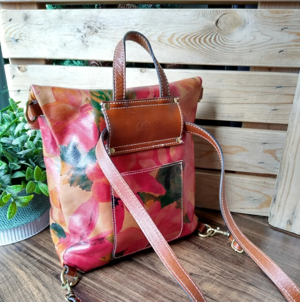 Patricia Nash “Luzille” Floral Leather Backpack in Excellent Condition